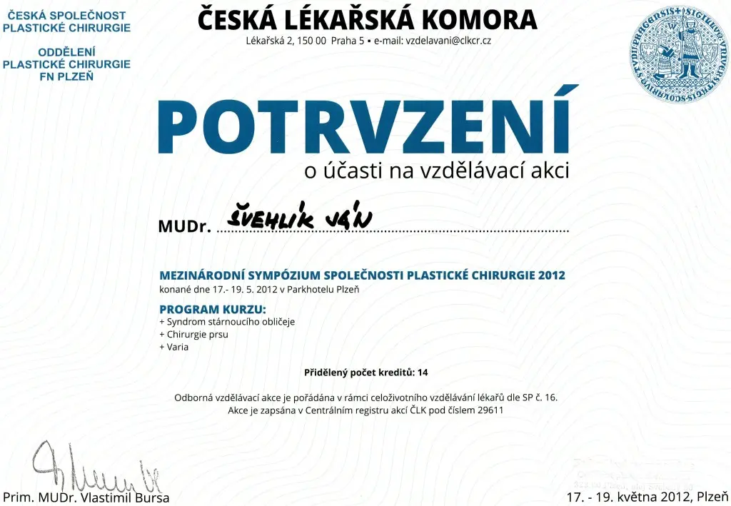 2012 SympoziumSpolecnostiPlastickeChirurgie